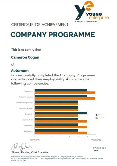 Cameron Cogan- Young Enterprise Competition Marketing Director at Aeternum