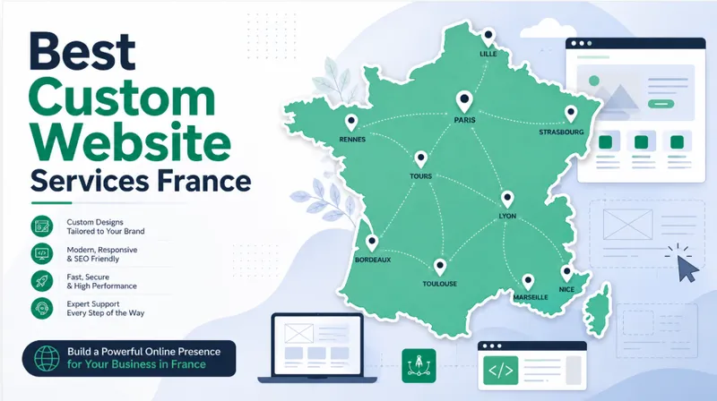 Map of France with the text Best custom website services in France