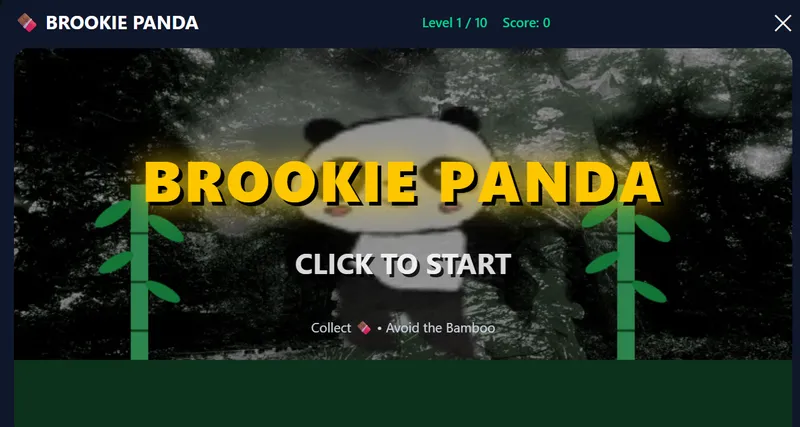 Screenshot of Brookie Panda Game Easter Egg, accessed on cameroncogan.com